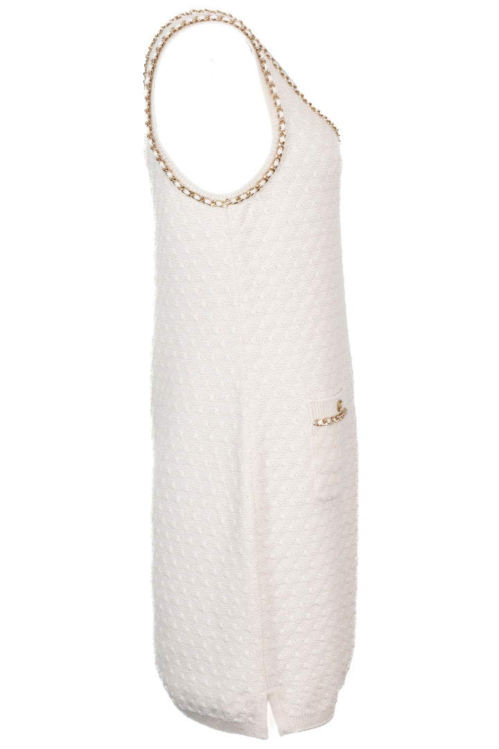 CHANEL 2022 Robe en maille sans manches Cachemire Ivoire