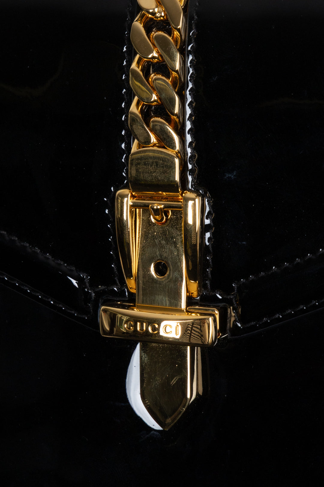 Sac à main GUCCI Sylvie 1969 Mini à poignée supérieure, noir verni