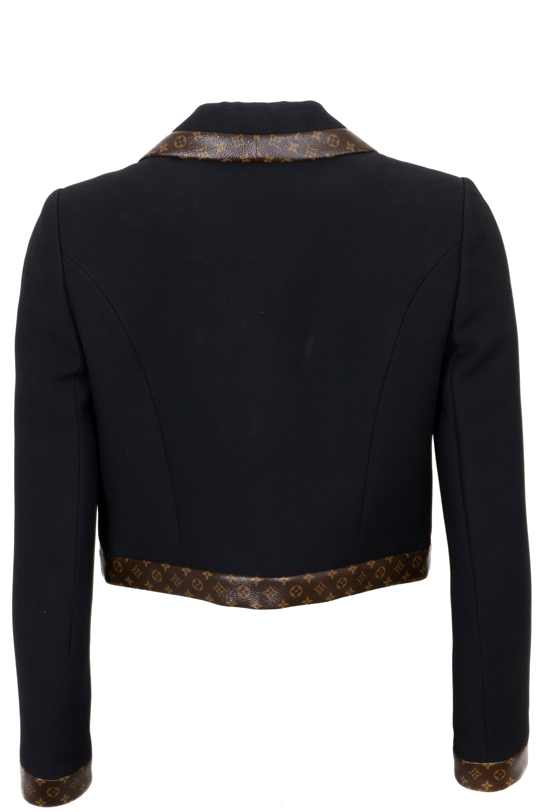 LOUIS VUITTON Cropped Monogram Trim Jacket Wool Black