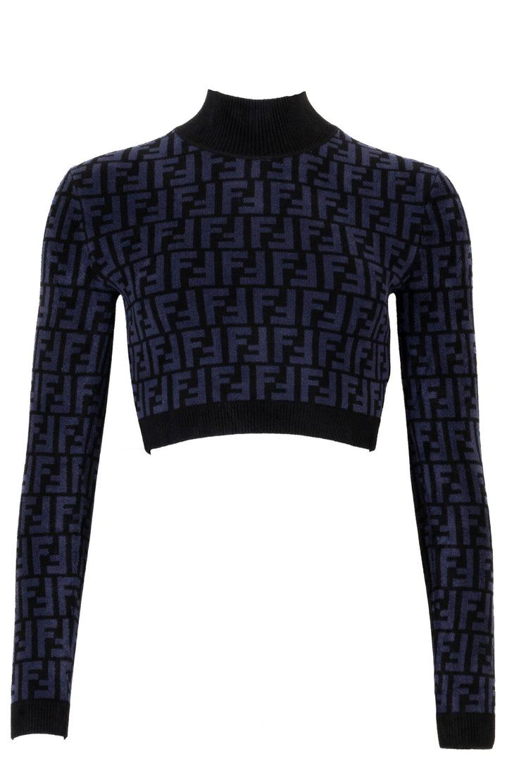 FENDI FF Logo Crop Top Viscose Blue