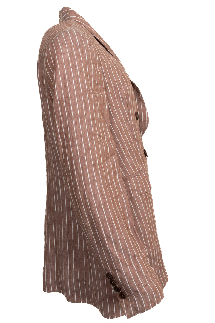 BRUNELLO CUCINELLI Blazer à fines rayures Lin Brique