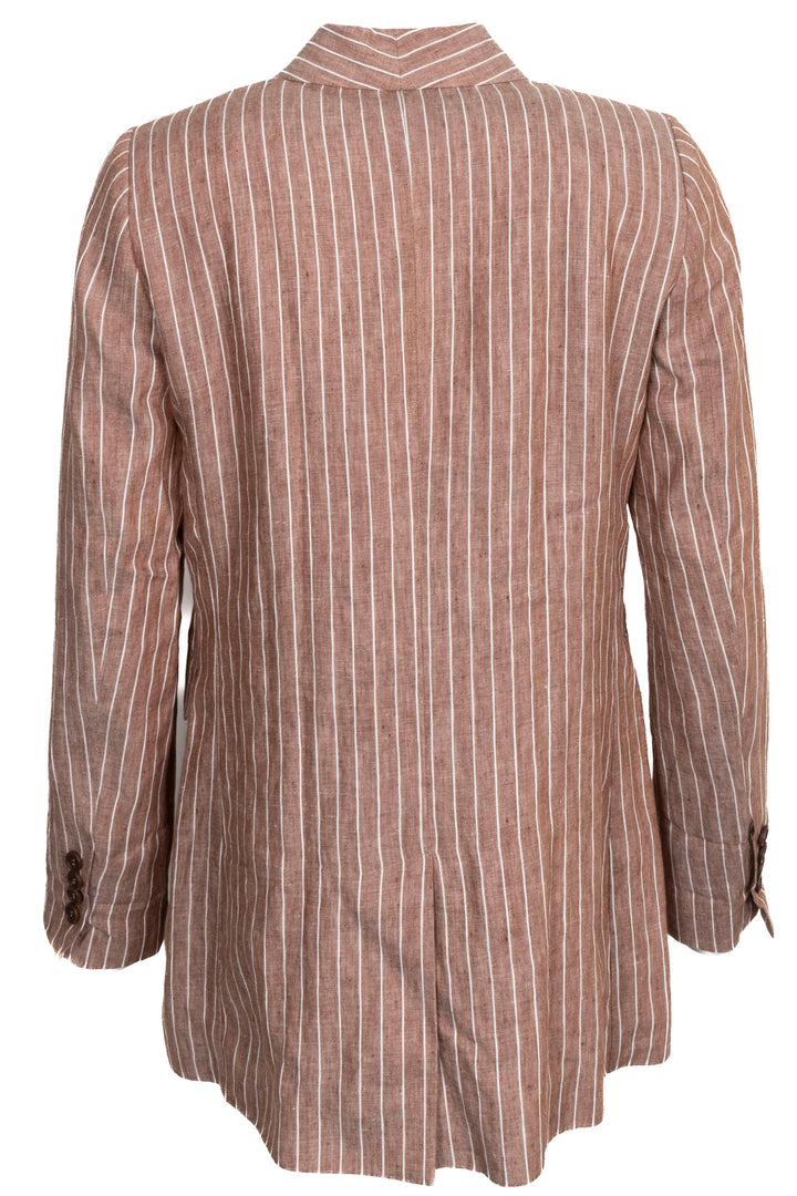 BRUNELLO CUCINELLI Blazer à fines rayures Lin Brique