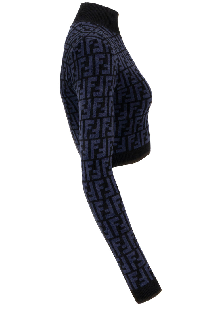 FENDI FF Logo Crop Top Viscose Blue