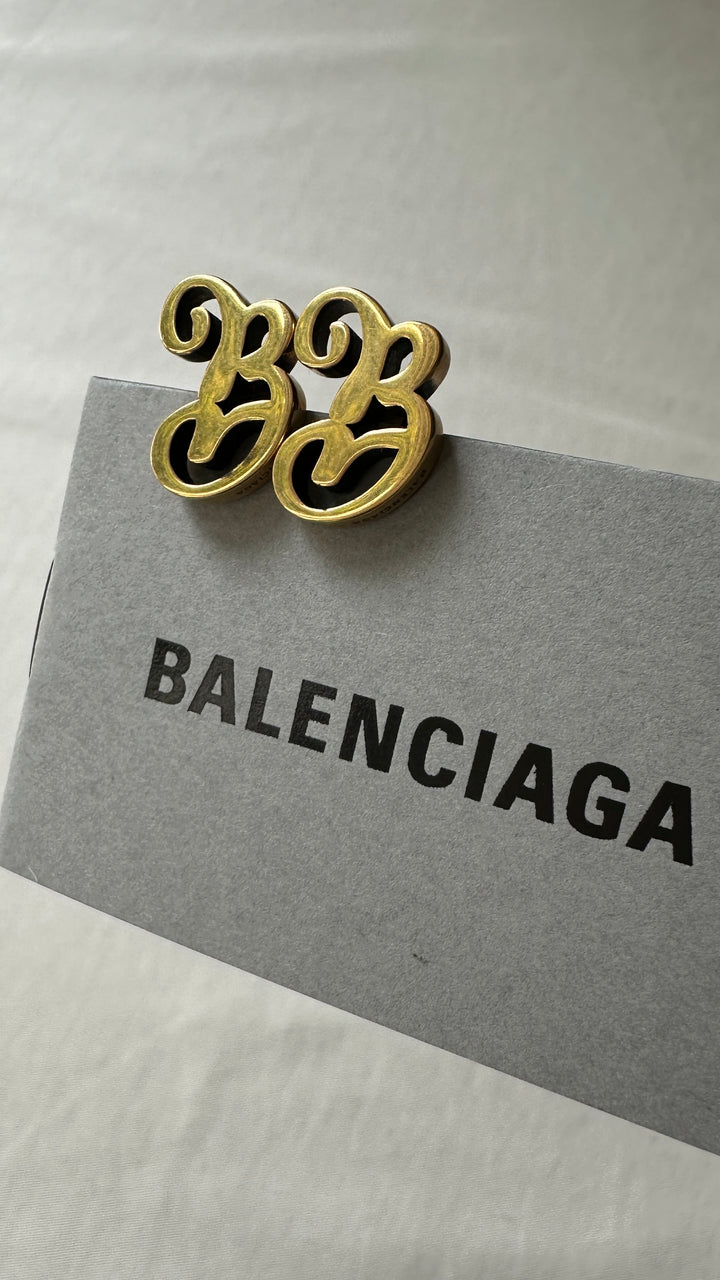 BALENCIAGA Typo Earrings Gold