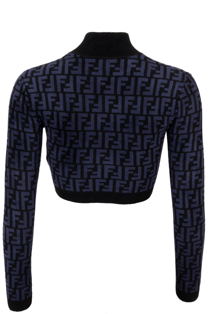 FENDI FF Logo Crop Top Viscose Blue