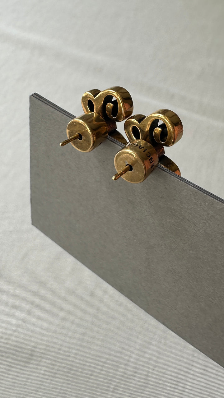 BALENCIAGA Typo Earrings Gold