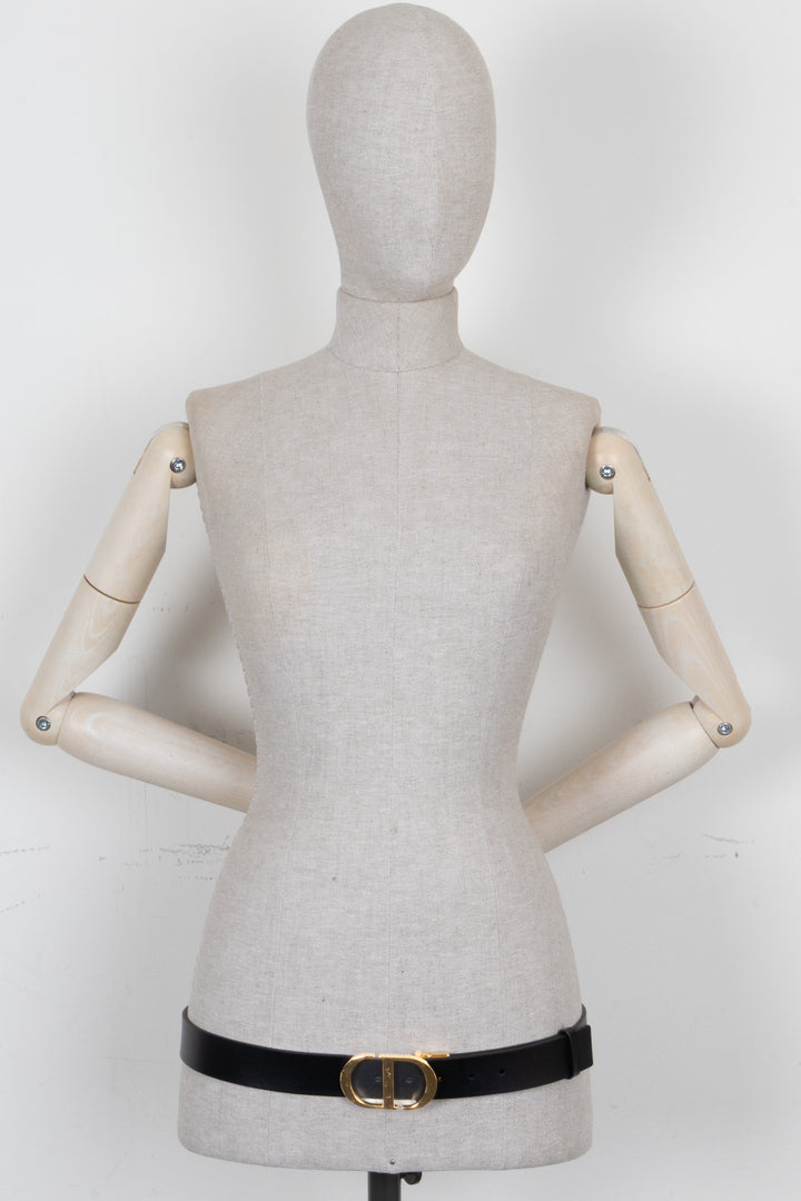 Ceinture réversible CHRISTIAN DIOR 30 Montaigne en cuir noir