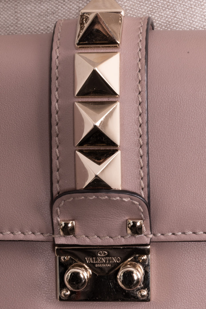 VALENTINO Glam Lock Bag Small Leather Blush Pink