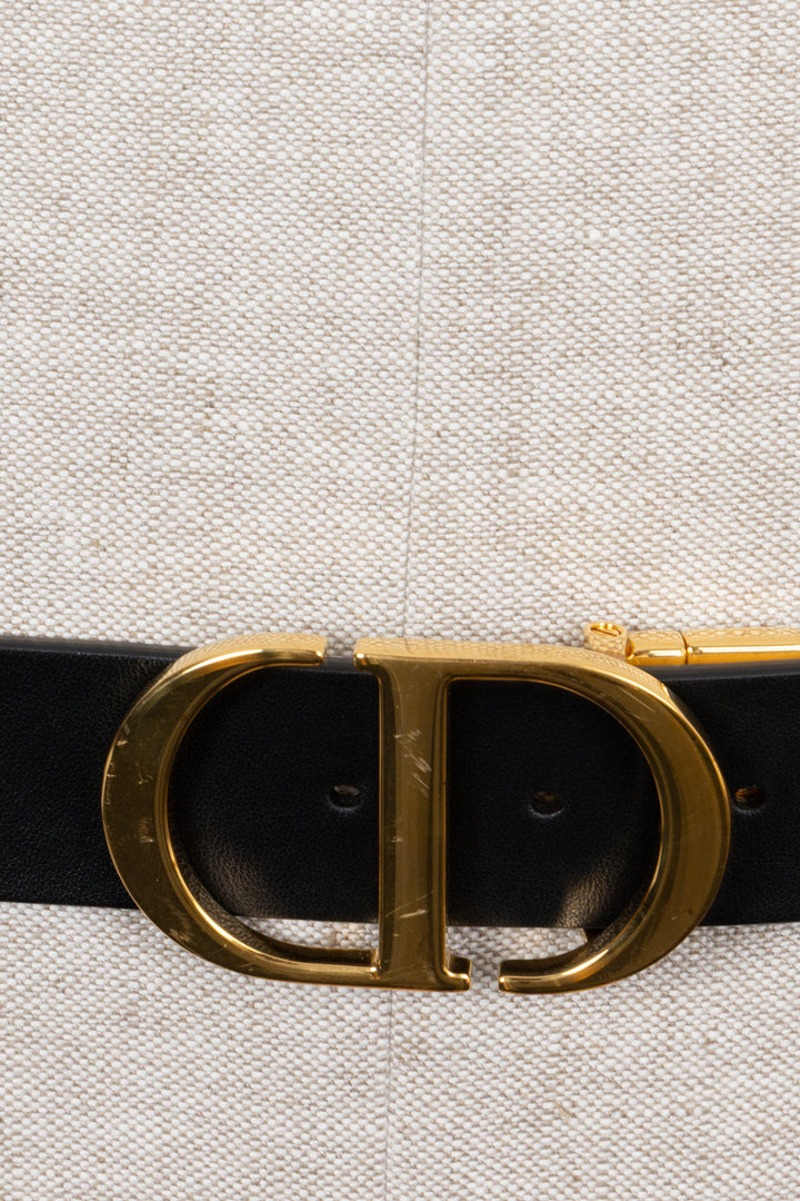 Ceinture réversible CHRISTIAN DIOR 30 Montaigne en cuir noir