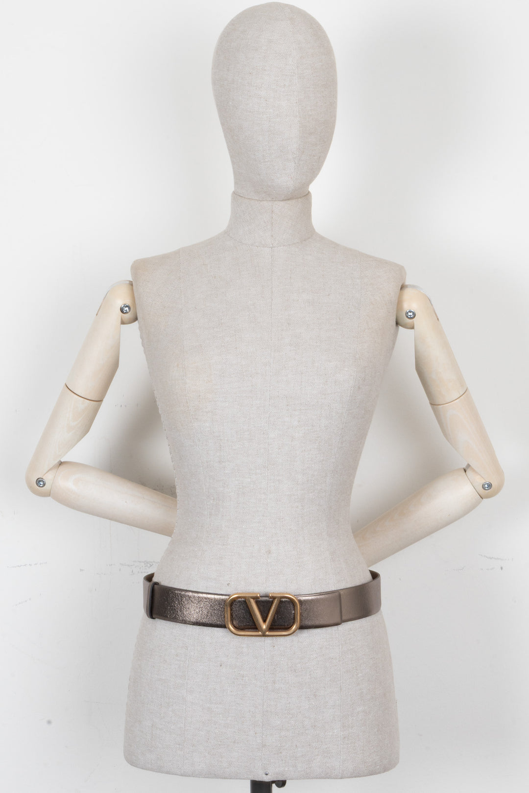 VALENTINO V-Logo Reversible Belt Leather Gold
