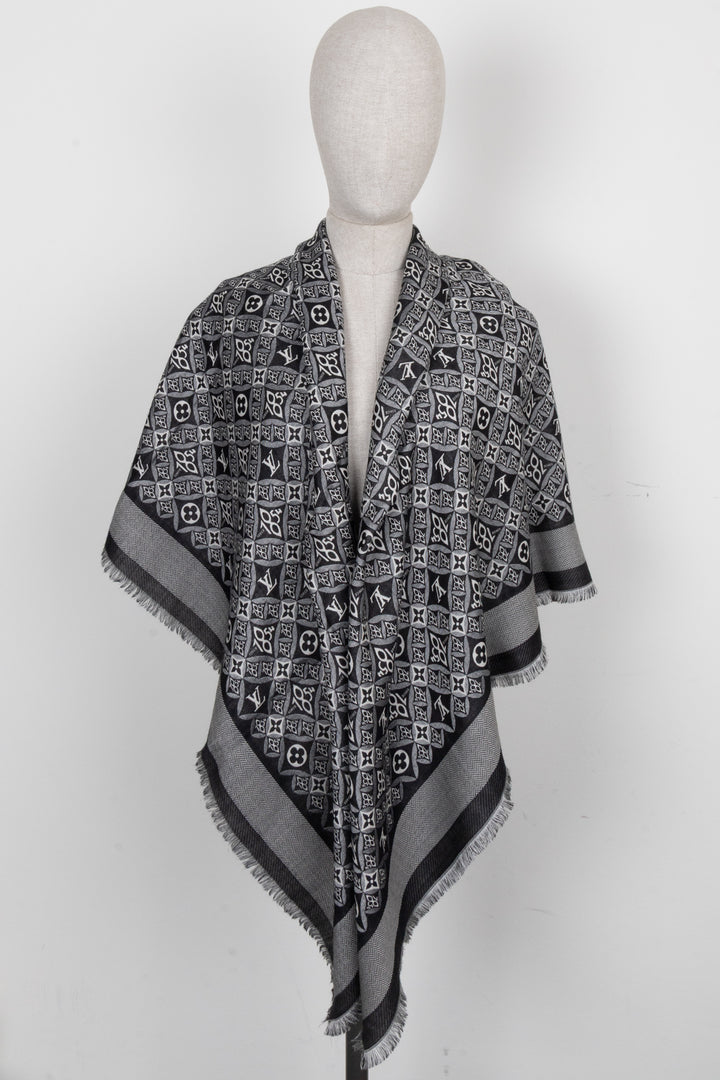 Écharpe à franges LOUIS VUITTON MNG noire et blanche