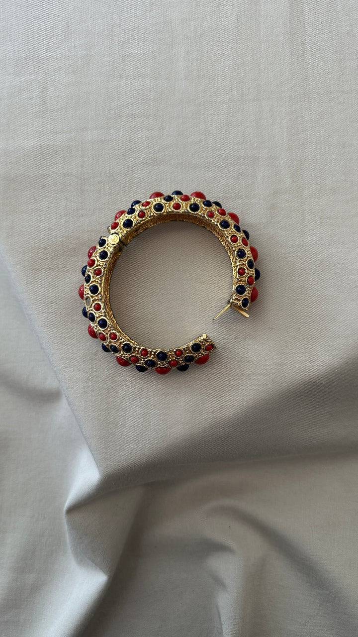 CHRISTIAN DIOR Vintage Cuff Gold Red Blue