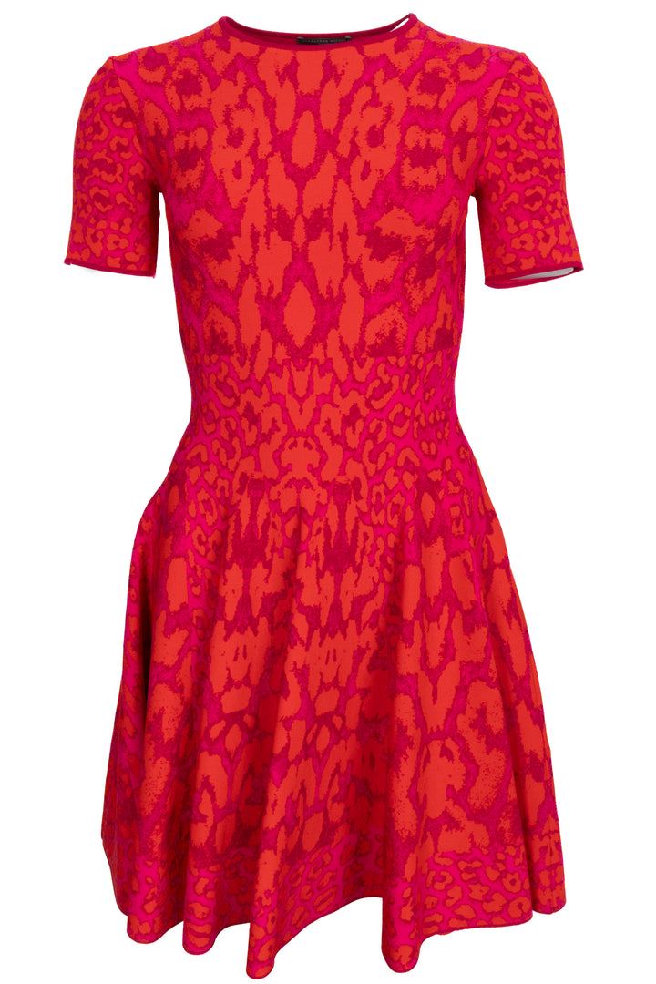 ALEXANDER MCQUEEN Flared Dress Red Fuchsia
