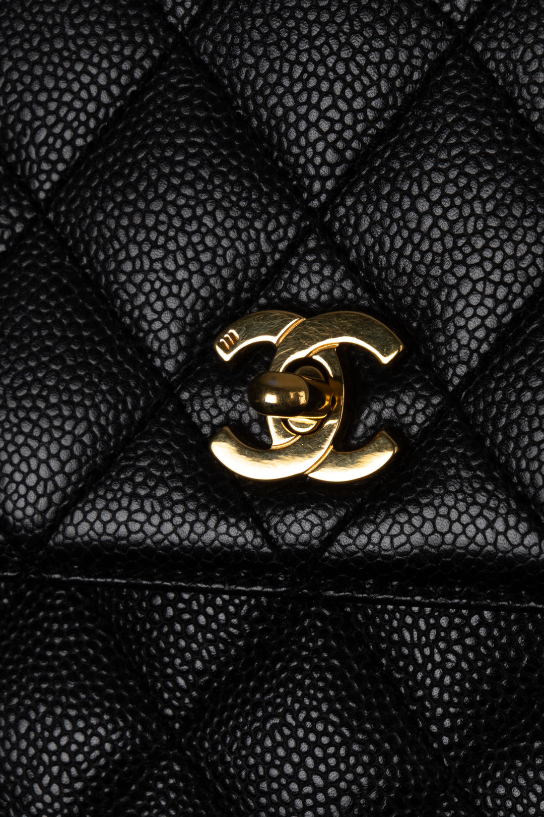 CHANEL Vintage Top Handle Single Flap Black Caviar