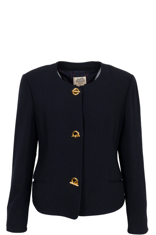 Veste à brandebourgs HERMÈS bleu marine
