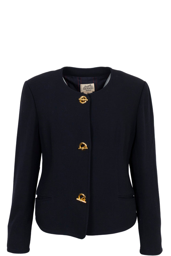 Veste à brandebourgs HERMÈS bleu marine