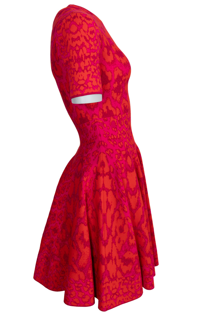 ALEXANDER MCQUEEN Flared Dress Red Fuchsia