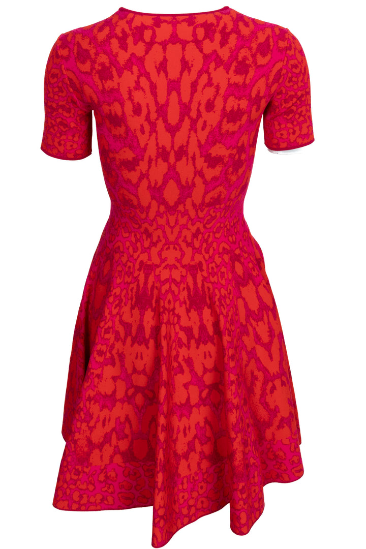 ALEXANDER MCQUEEN Flared Dress Red Fuchsia