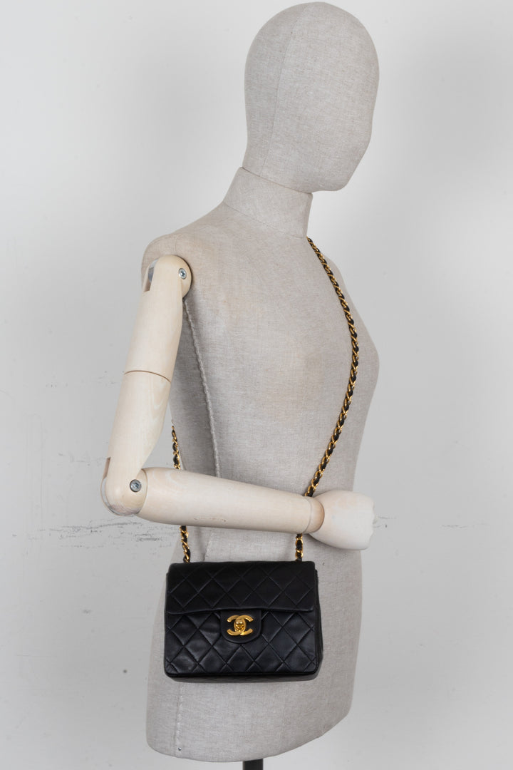 CHANEL Mini Square Flap Crossbody Bag Black