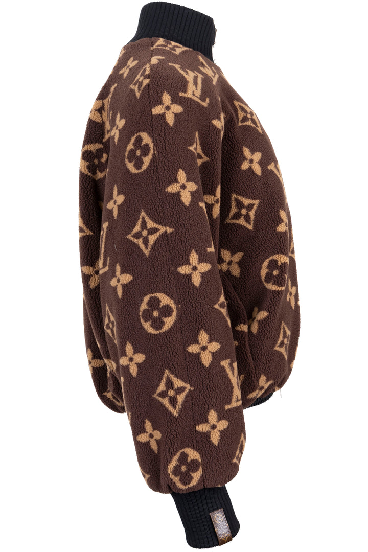 LOUIS VUITTON Giant MNG Reversible Bomber Jacket Shearling Brown