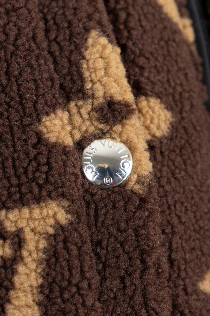 LOUIS VUITTON Giant MNG Reversible Bomber Jacket Shearling Brown