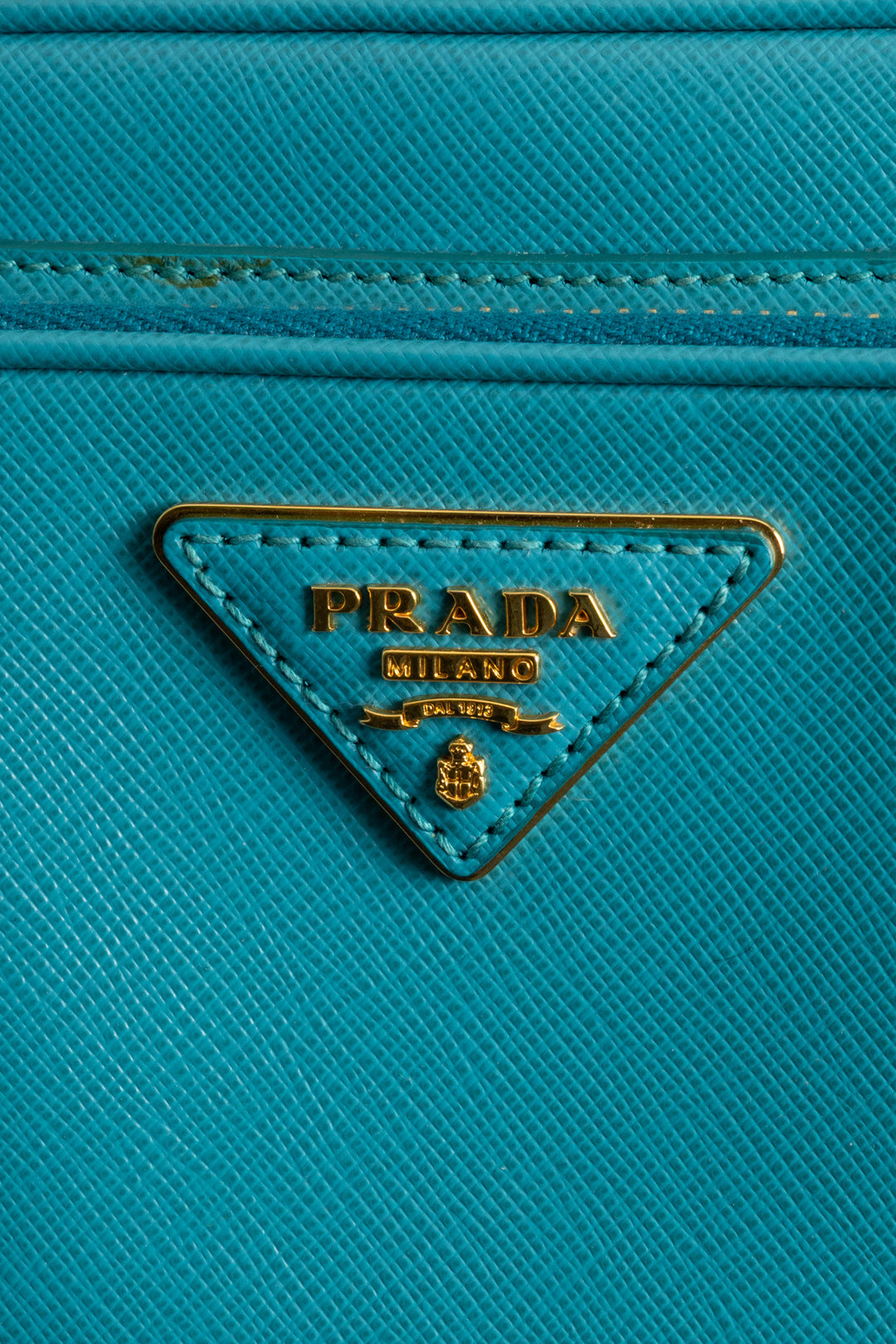PRADA Logo Camera Crossbody Bag Saffiano Blue