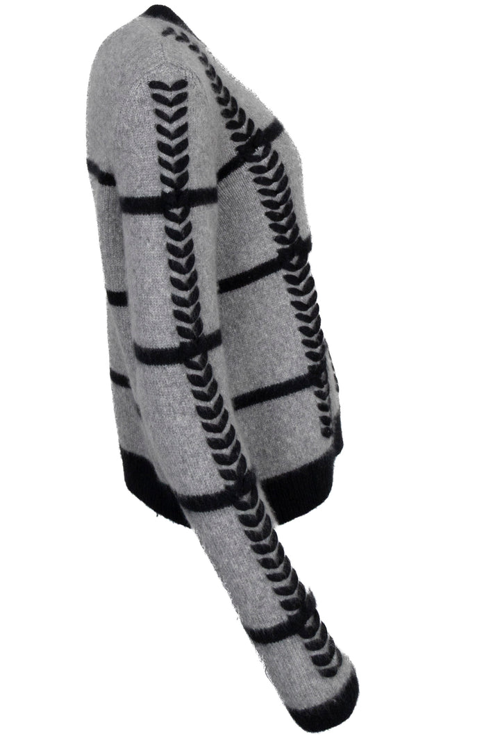 CHRISTIAN DIOR Tricot brodé cachemire gris