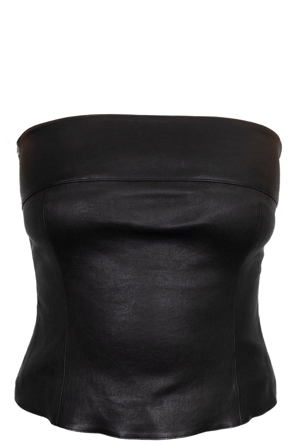 CHANEL Bustier Leather Black