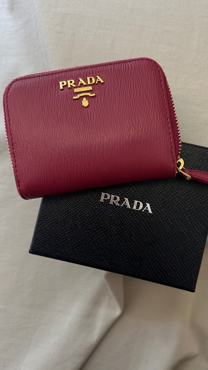 PRADA Compact Zip Wallet Fuchsia