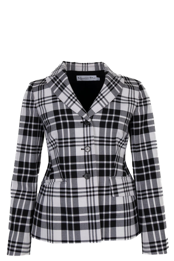 CHRISTIAN DIOR Bar Jacket en laine à carreaux noirs et blancs