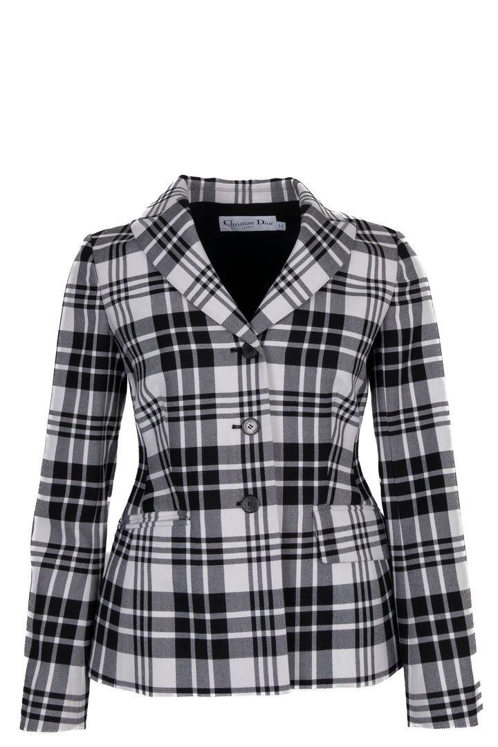 CHRISTIAN DIOR Bar Jacket en laine à carreaux noirs et blancs