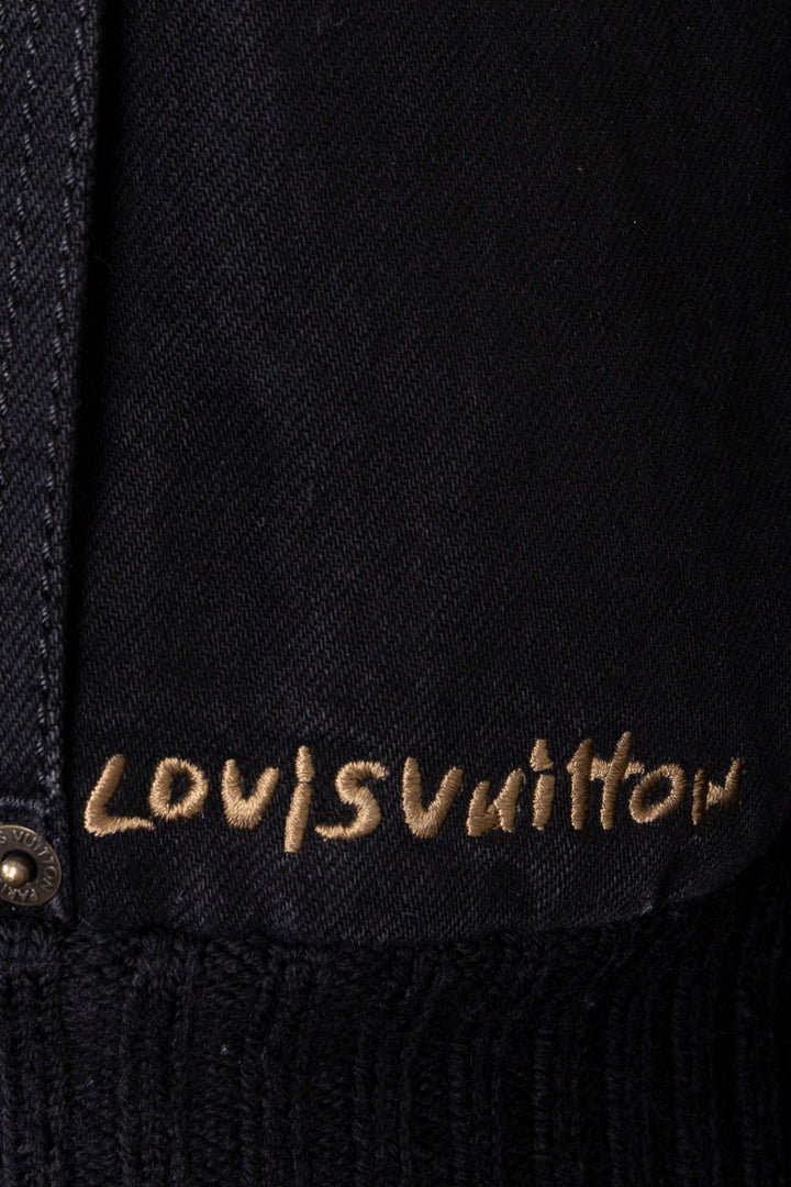 LOUIS VUITTON Veste à franges en denim noir