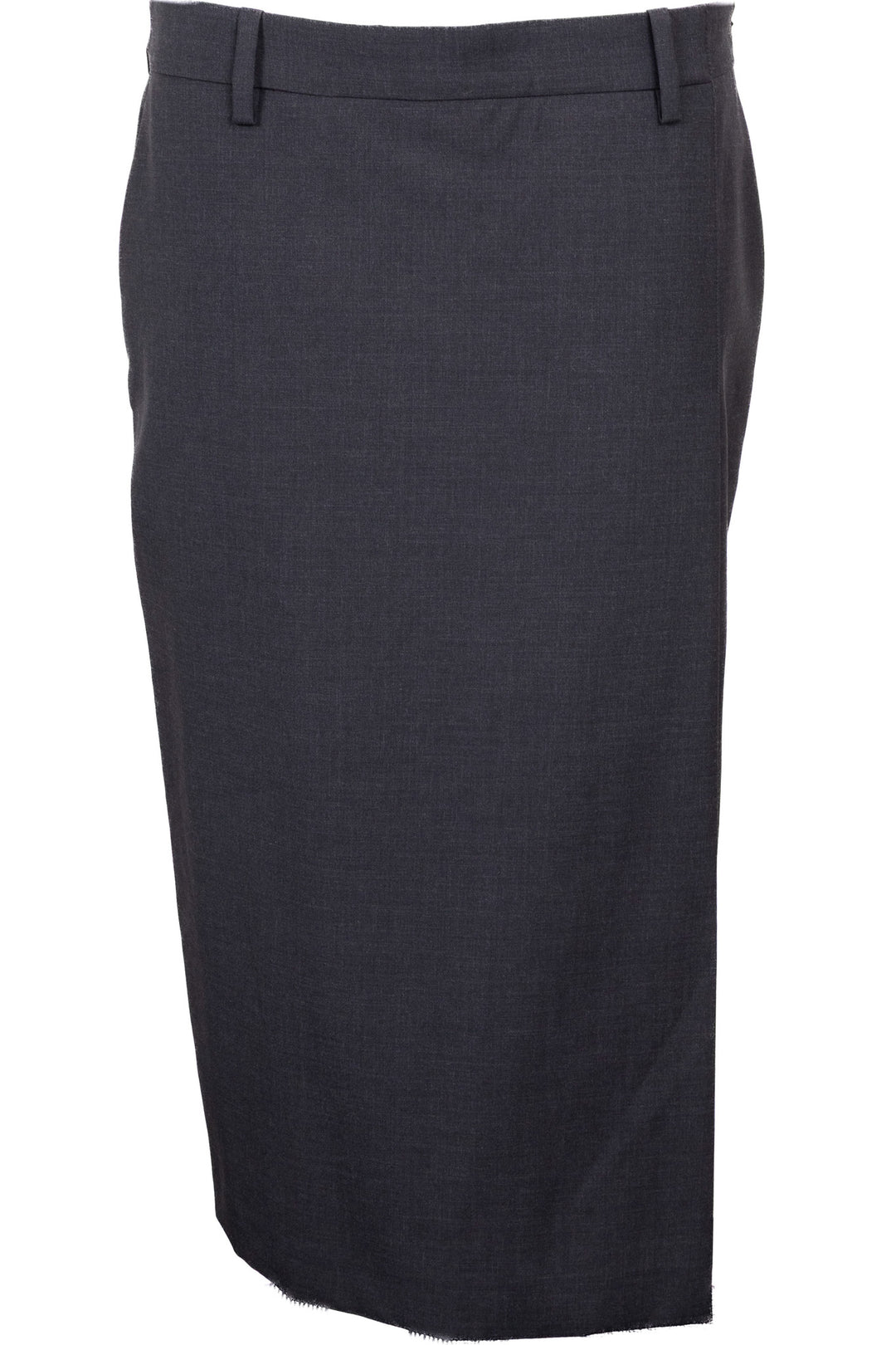 PRADA 2022 Slit Midi Skirt Wool Charcoal