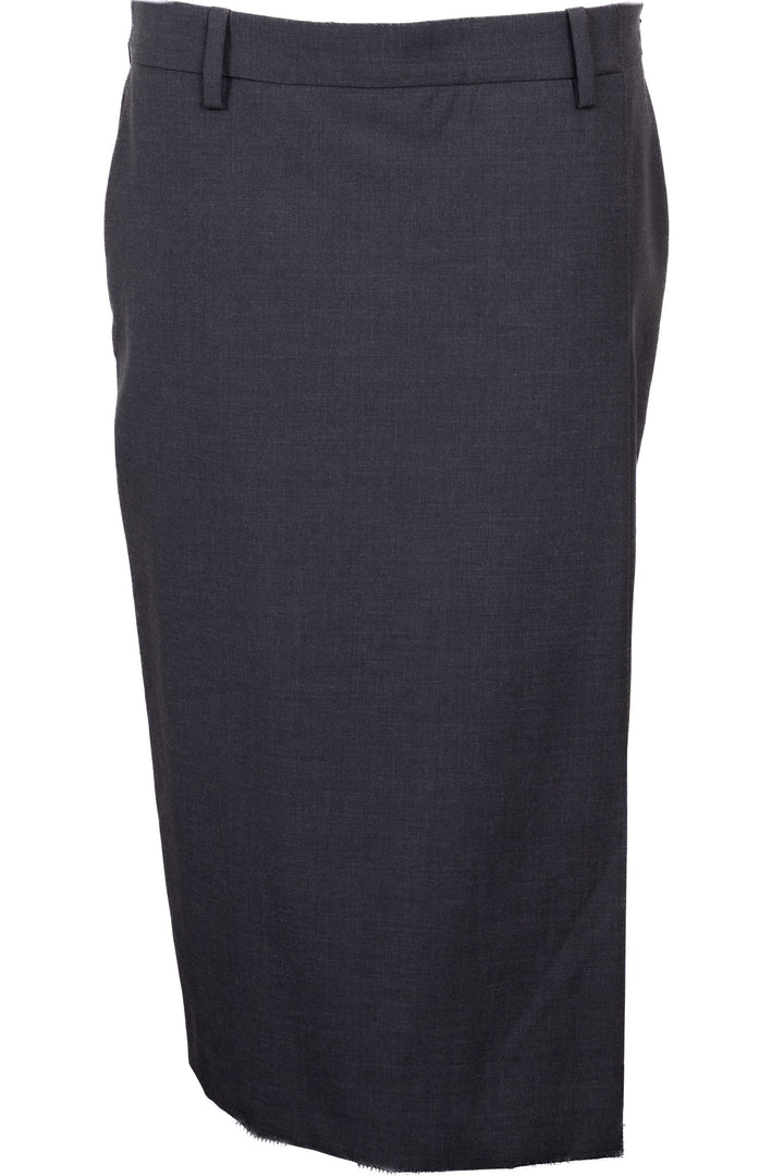 PRADA 2022 Slit Midi Skirt Wool Charcoal