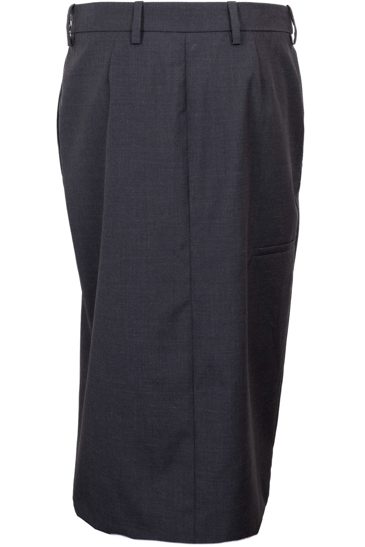 PRADA 2022 Slit Midi Skirt Wool Charcoal