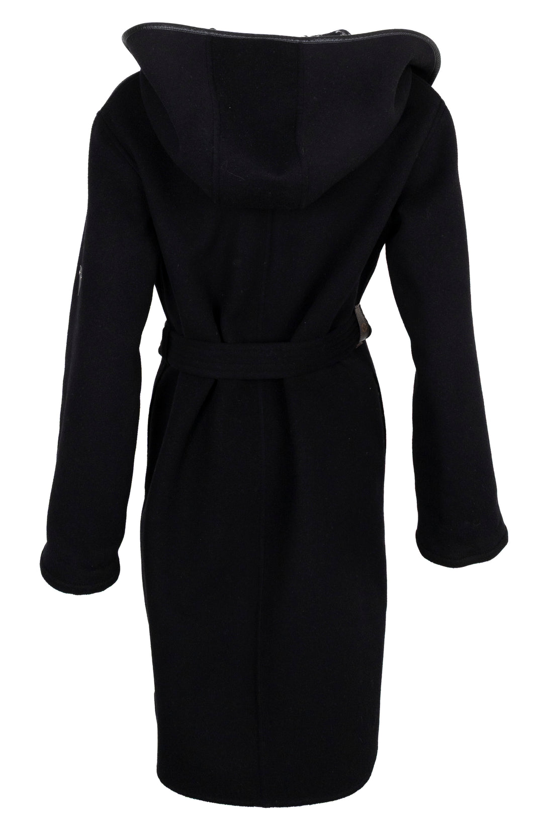 LOUIS VUITTON Manteau portefeuille à capuche en laine noire