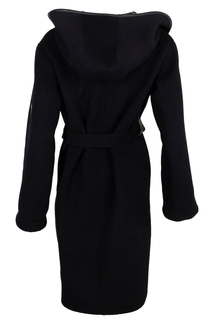 LOUIS VUITTON Manteau portefeuille à capuche en laine noire