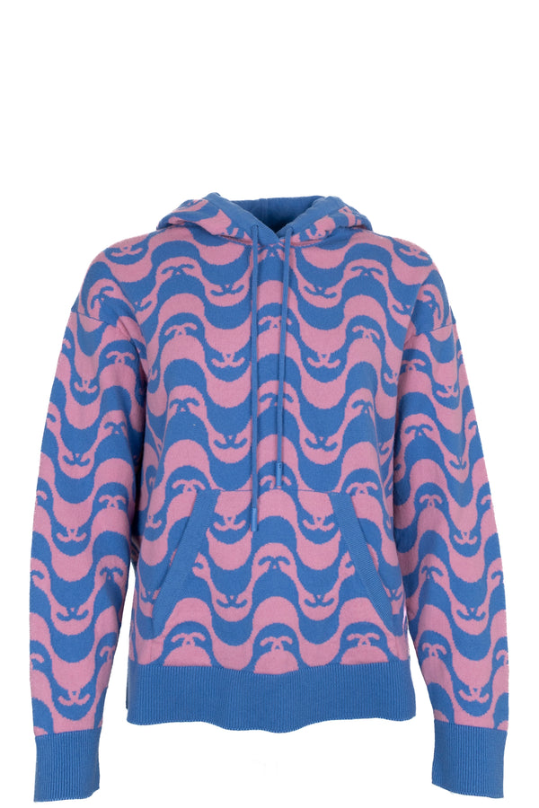 CHANEL 2021 CC Hoodie Cashmere Blue Pink