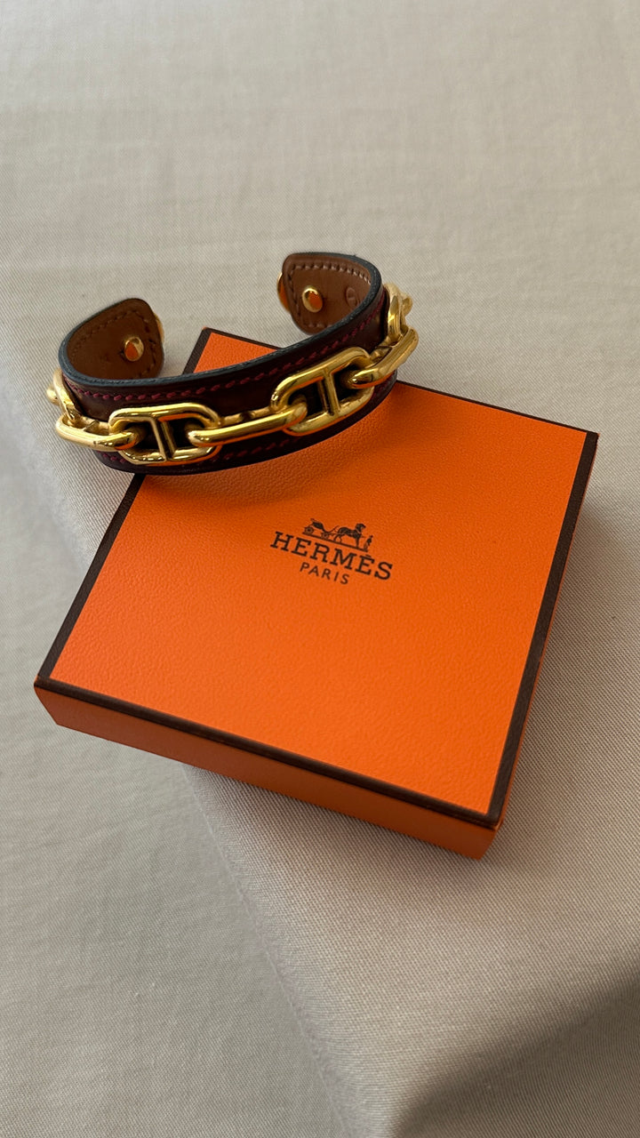 HERMÈS Chain d`Ancre Cuff Gold Rouge H