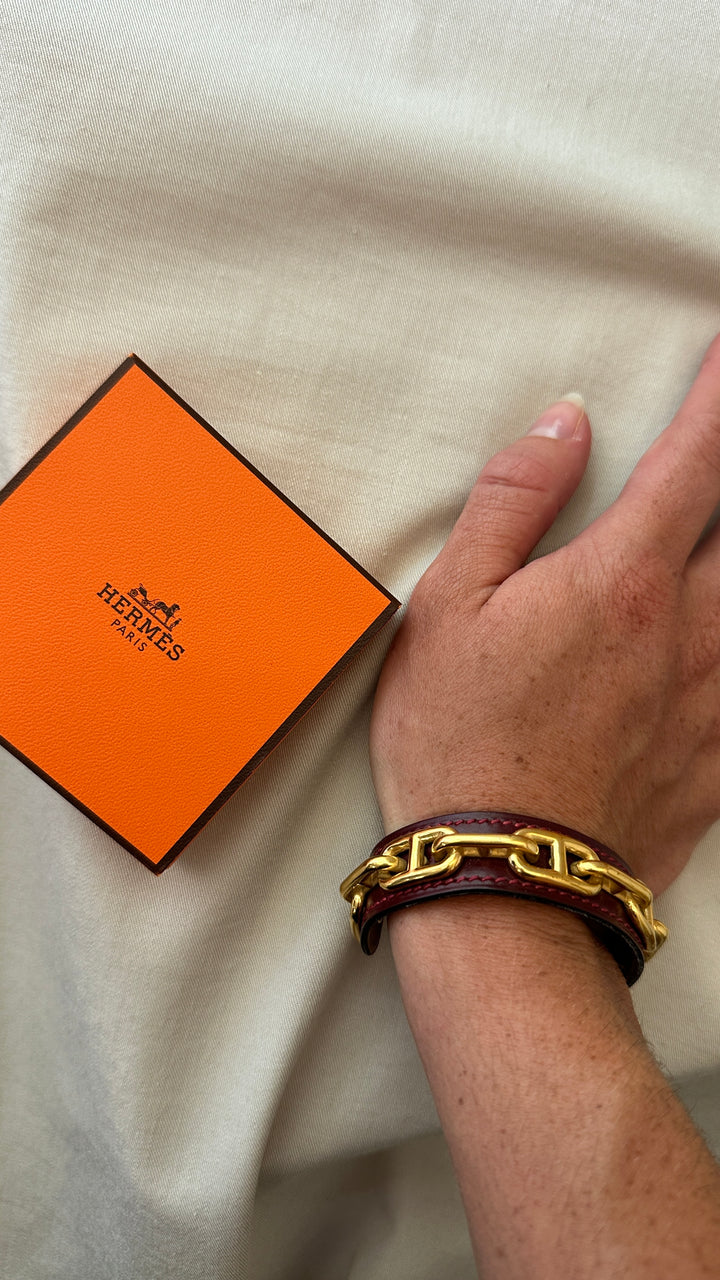 HERMÈS Chain d`Ancre Cuff Gold Rouge H