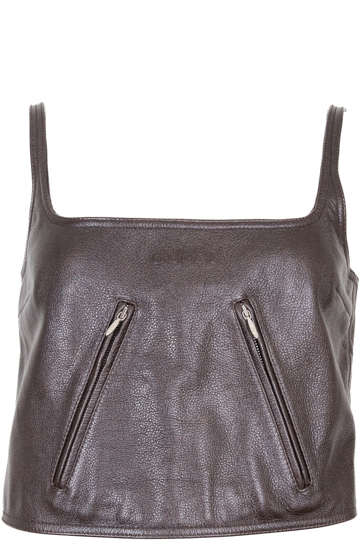 GUCCI 2025 by Sabato De Sarno Cropped Top Leather Brown