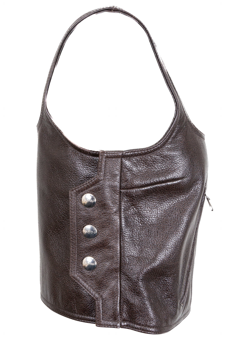GUCCI 2025 by Sabato De Sarno Cropped Top Leather Brown