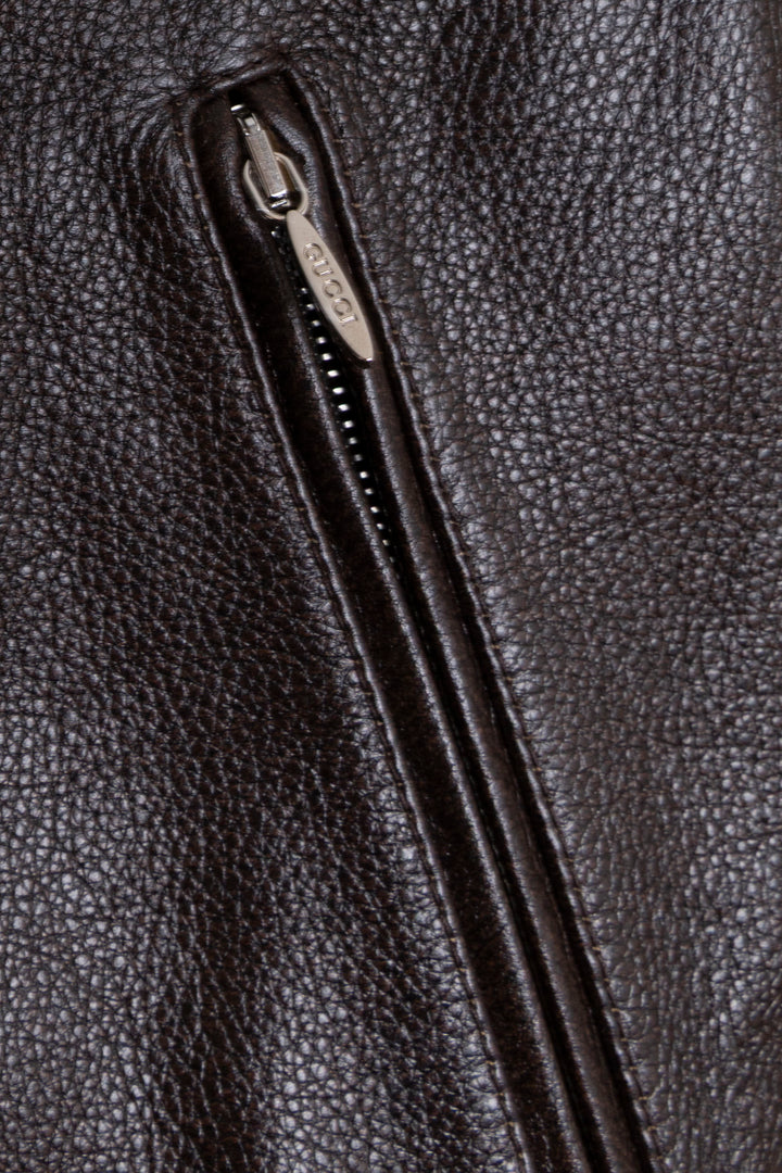 GUCCI 2025 by Sabato De Sarno Cropped Top Leather Brown