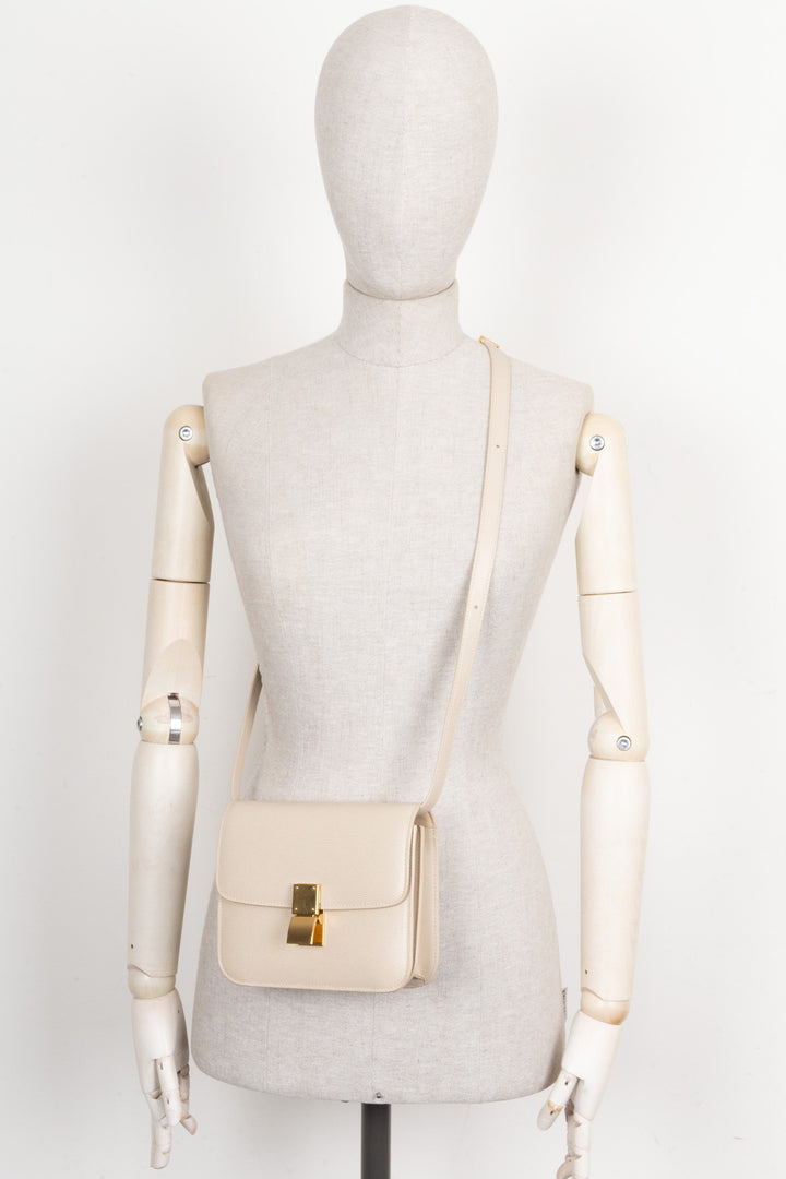 Sac bandoulière CELINE Classic Box Teen en lin