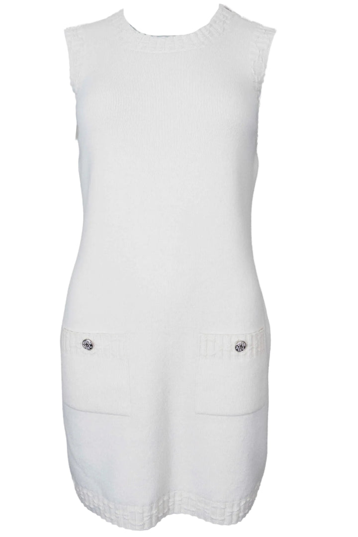 CHANEL 2021 Sleeveless Knit Dress Cashmere Off-White