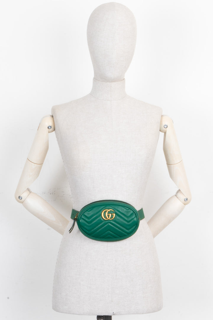 GUCCI GG Marmont Belt Bag Green