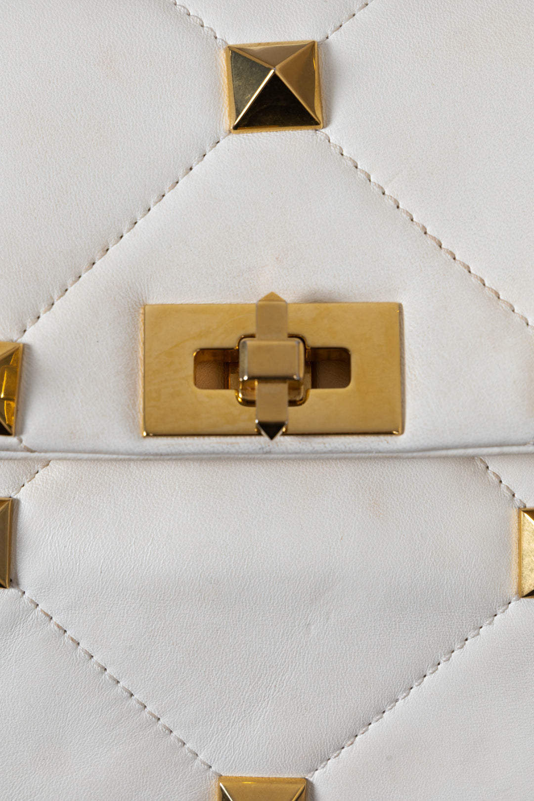 VALENTINO Roman Stud Top Handle Bag Ivory