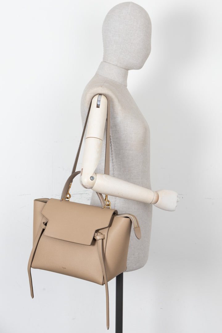 CÉLINE Mini Belt Bag Grained Leather Taupe