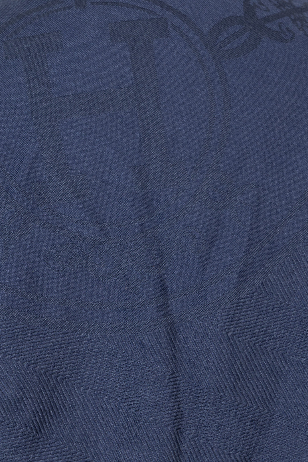 HERMÈS Sellier Triangle Scarf Cashmere Blue