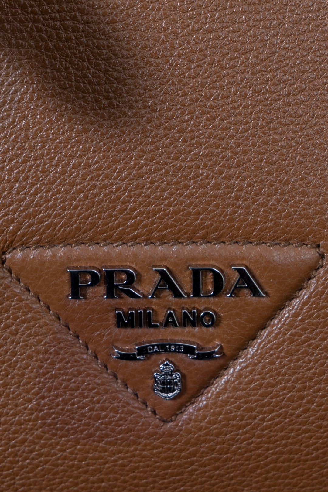 PRADA Flou Dynamique Tote Bag Leather Cognac